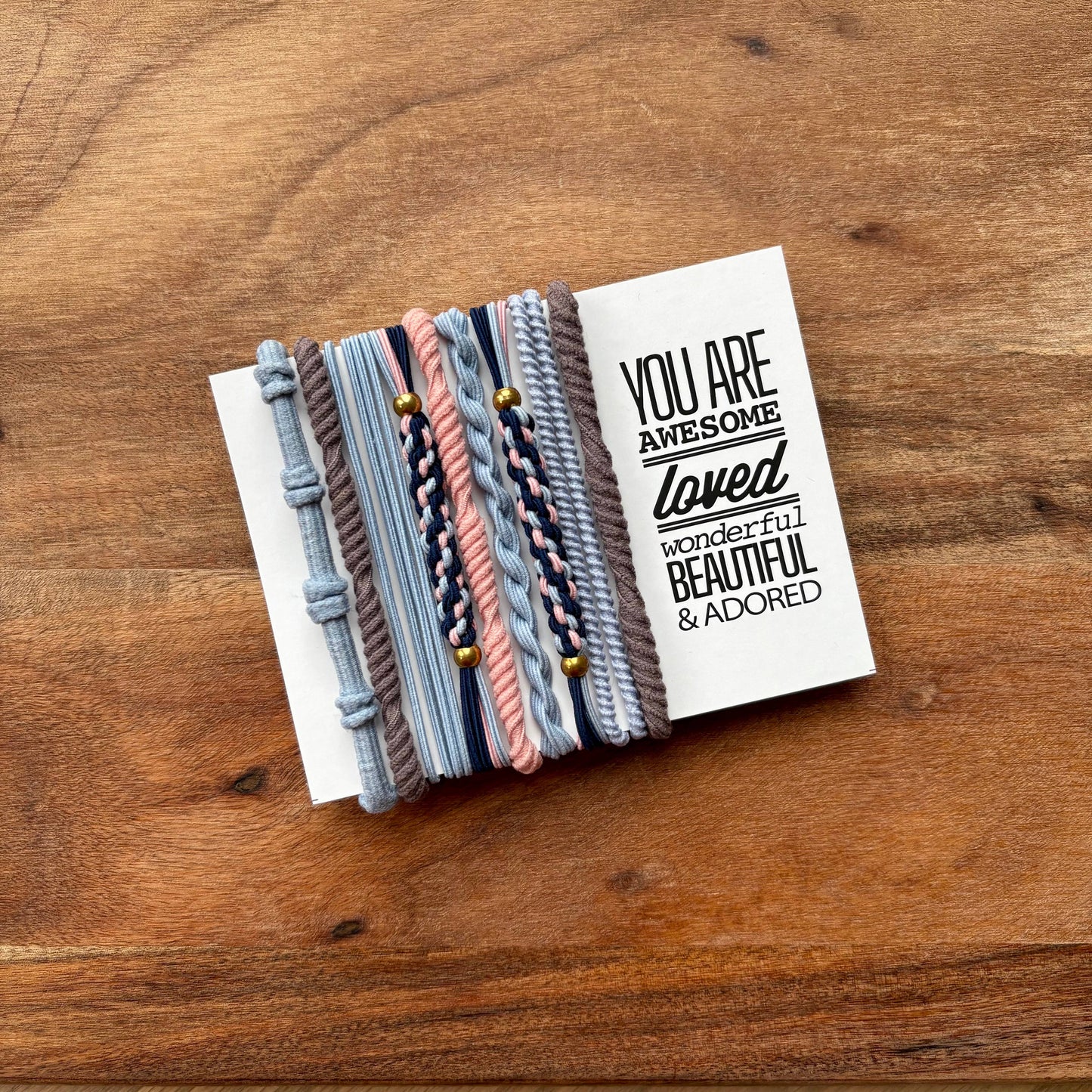 Rhinestone Hair Ties on Kraft Card | Black
