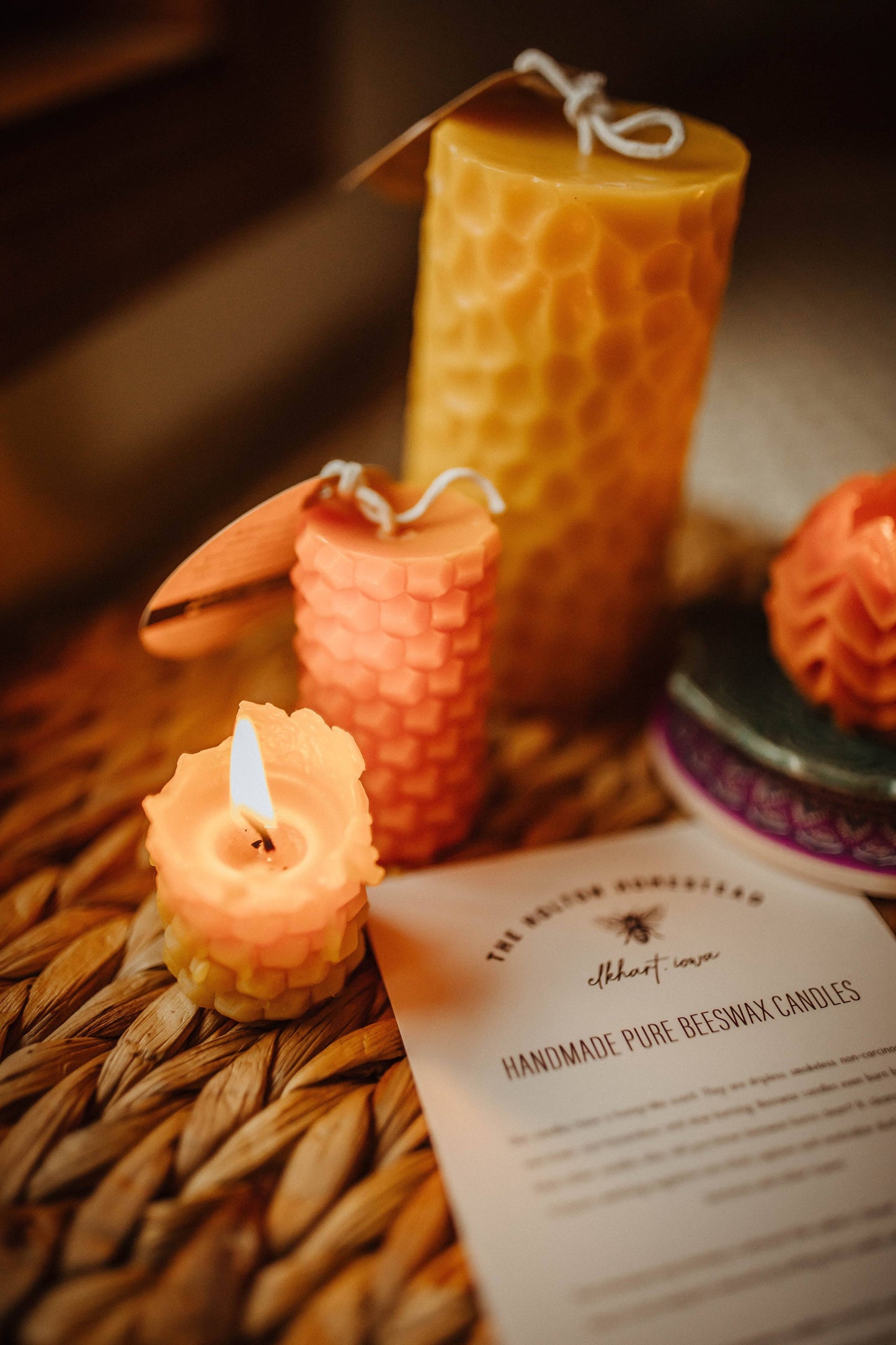Beeswax pillar candle 'Bobby"
