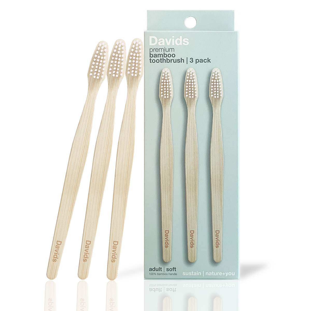 Davids premium bamboo toothbrush - 3 pack