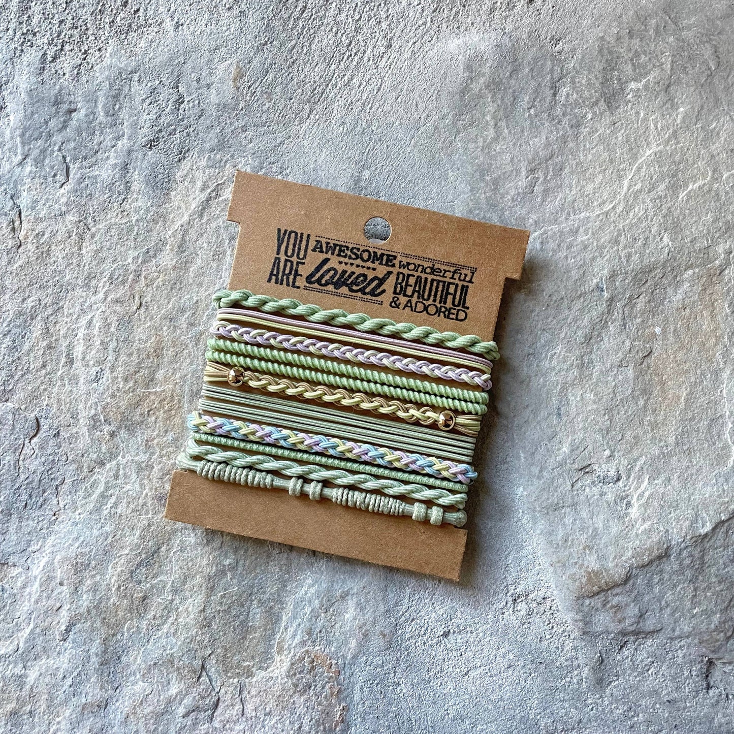 Rhinestone Hair Ties on Kraft Card | Black