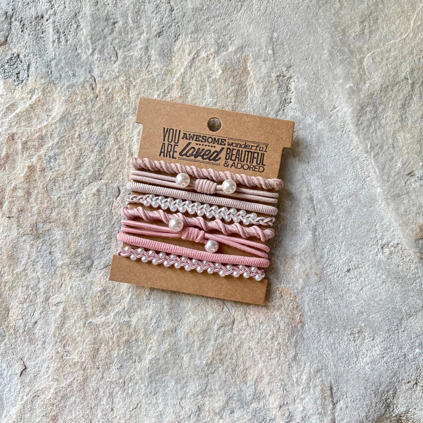 Rhinestone Hair Ties on Kraft Card | Black