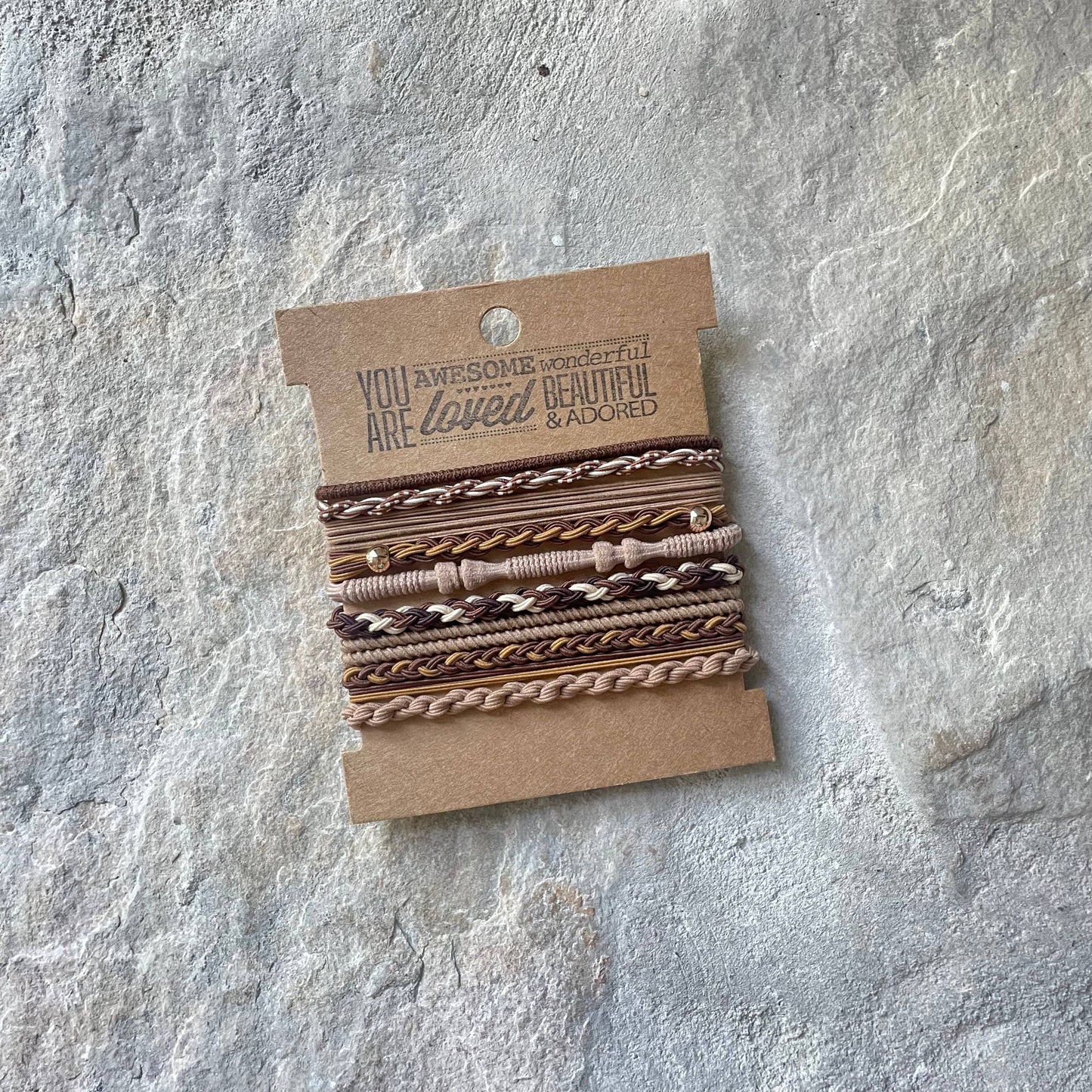 Rhinestone Hair Ties on Kraft Card | Black