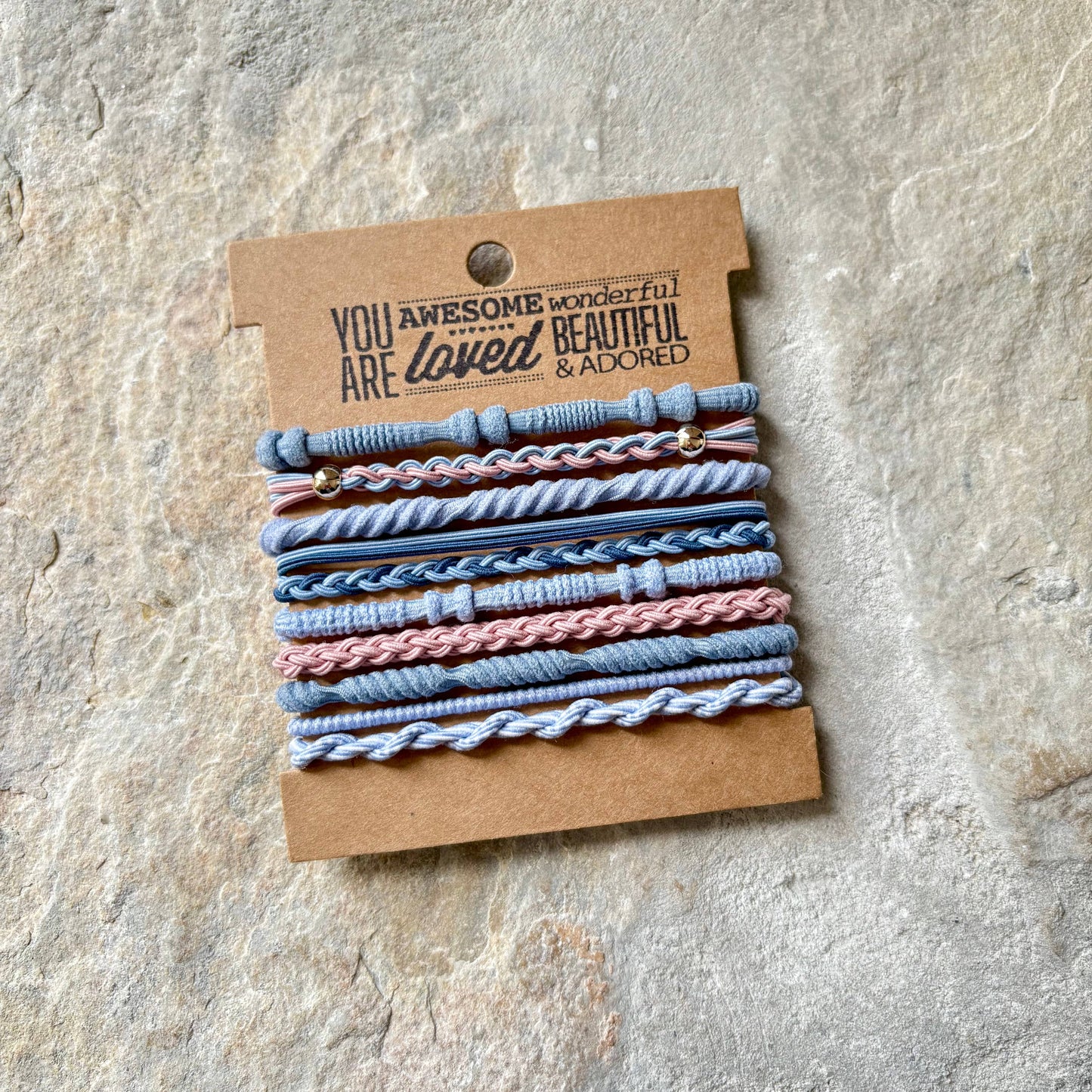 Rhinestone Hair Ties on Kraft Card | Black