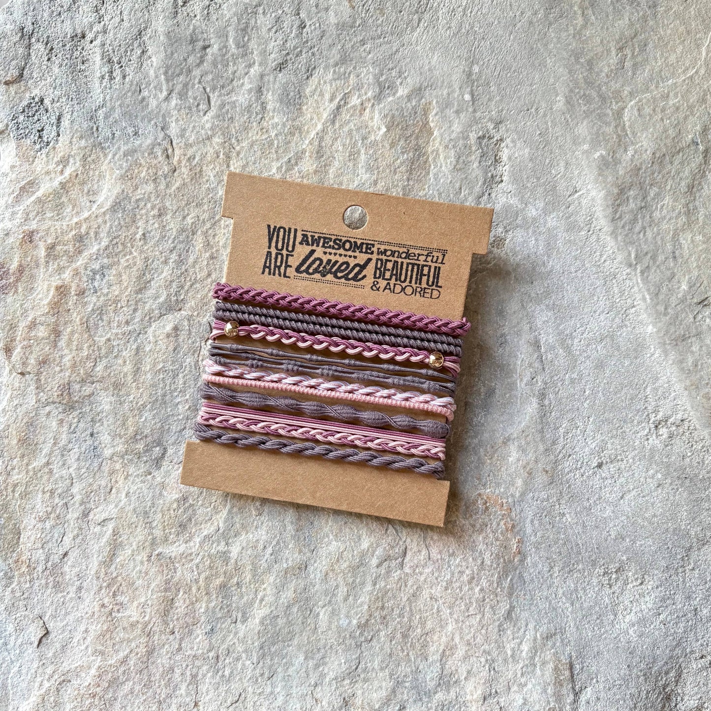 Rhinestone Hair Ties on Kraft Card | Black