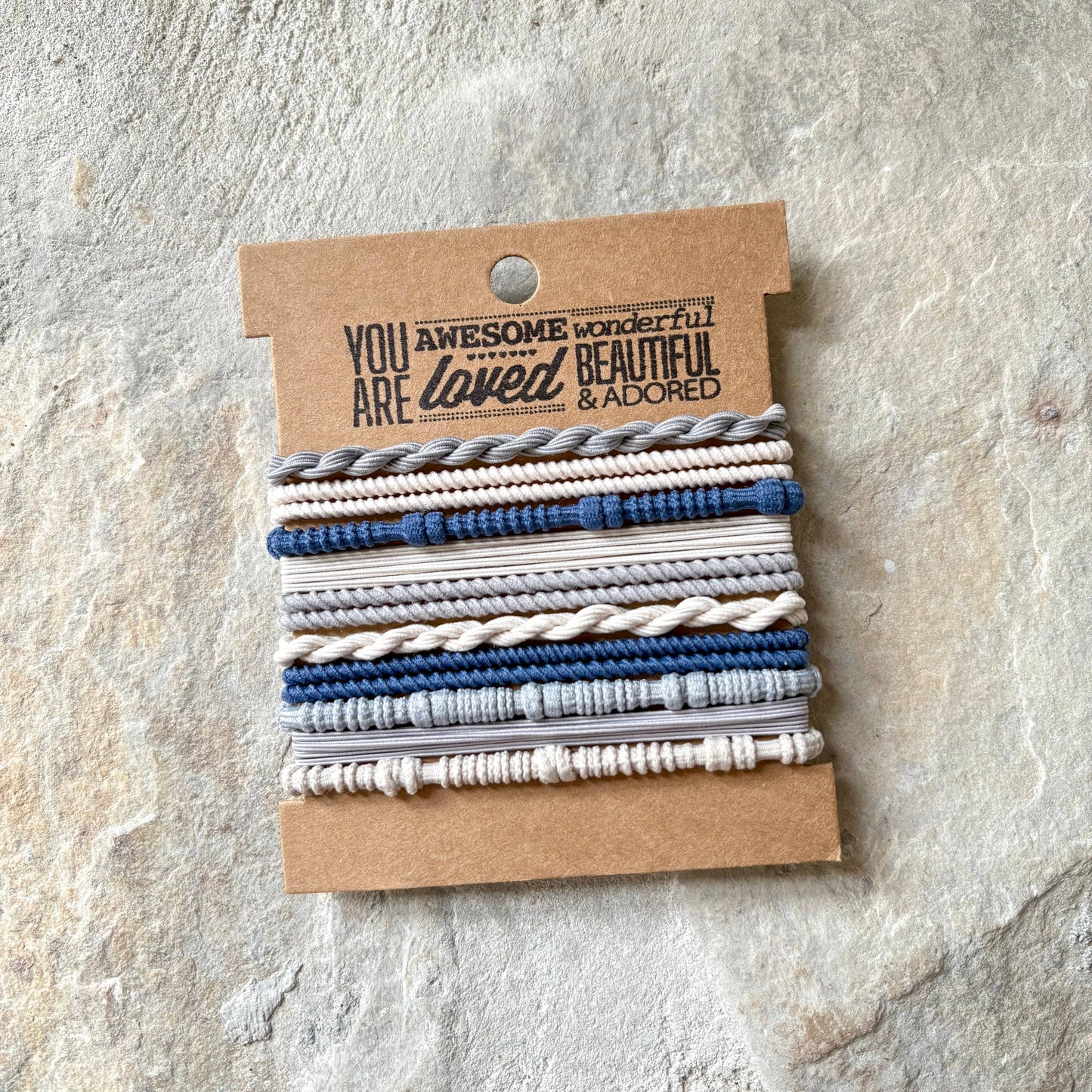 Rhinestone Hair Ties on Kraft Card | Black