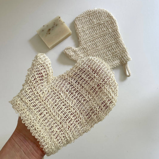 Natural ramie exfoliating glove