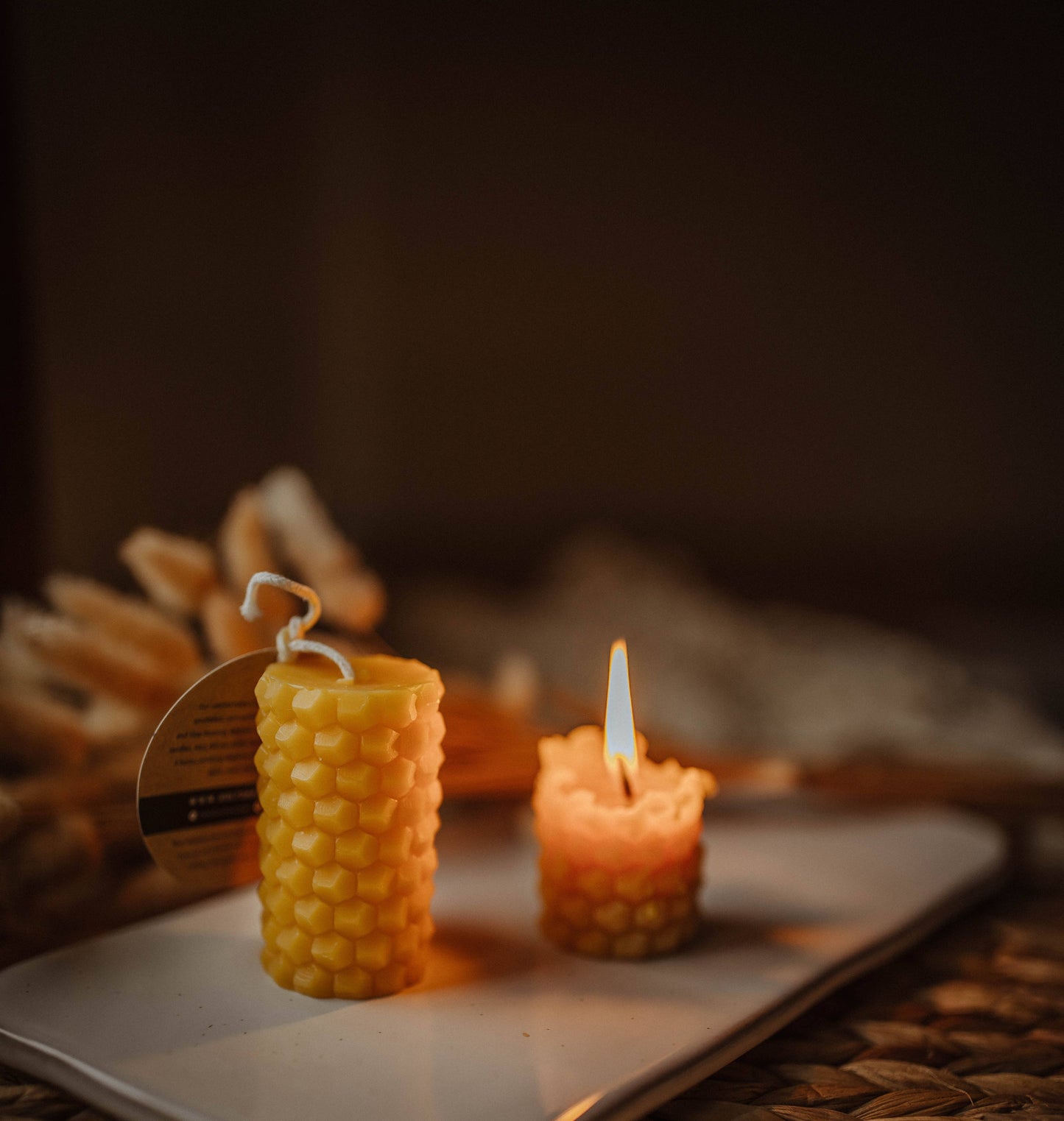 Beeswax pillar candle 'Bobby"