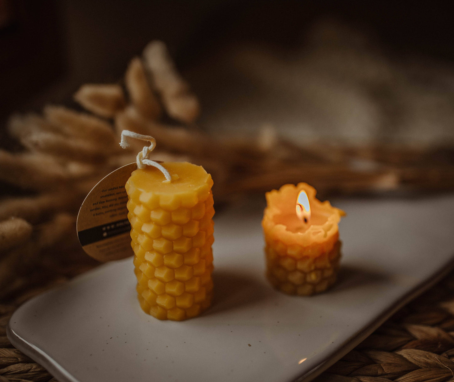 Beeswax pillar candle 'Bobby"