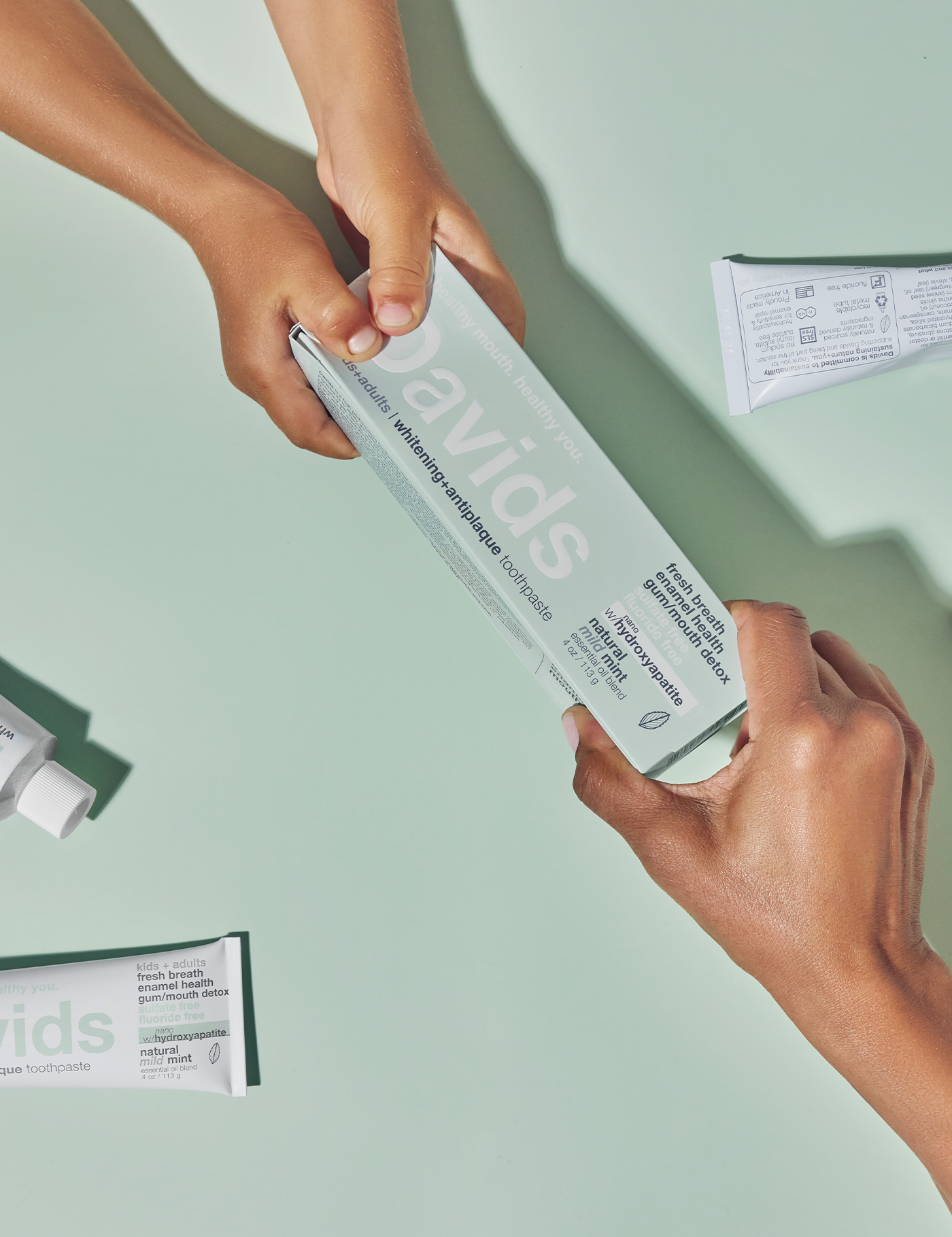 Davids kids + adults nano-hydroxyapatite premium toothpaste  /  mild mint / 4 oz