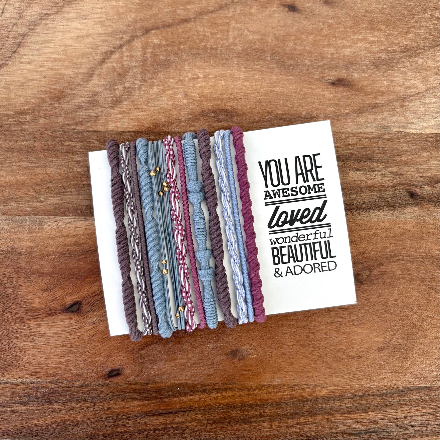 Rhinestone Hair Ties on Kraft Card | Black